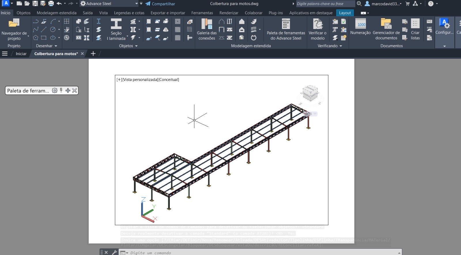 Modelo tridimensional de estrutura metálica
